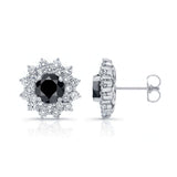 1.00ct. Double Halo Black Diamond Studs