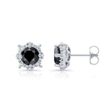 1.00ct. Unique Halo Black Diamond Studs