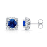 1.00ct. Cushion Blue Sapphire Halo Studs