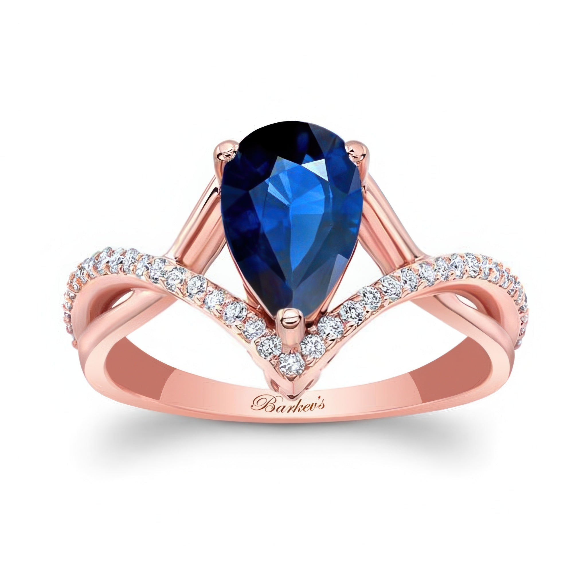 Unique Pear Shaped Blue Sapphire And Diamond Ring