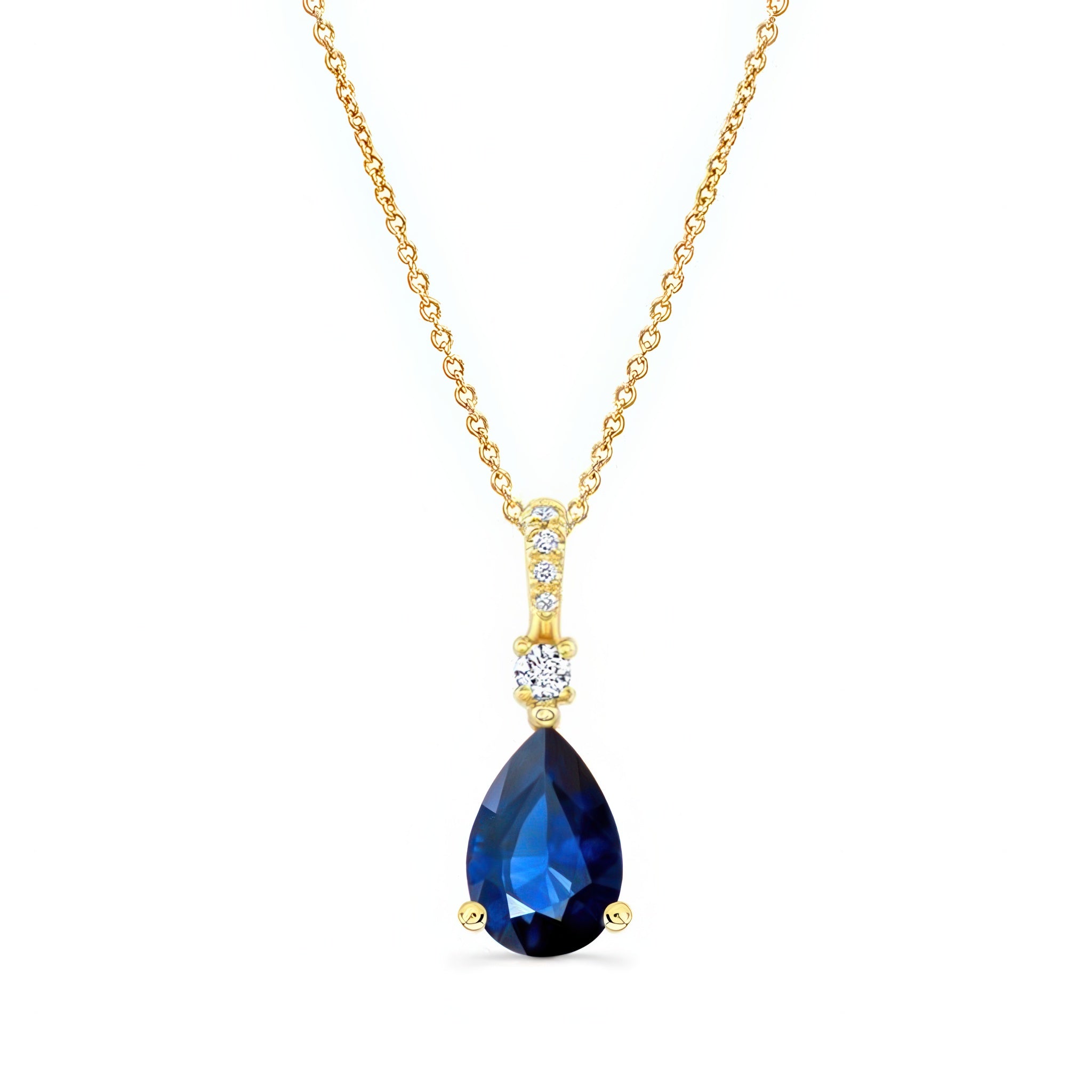 Pear Shape Blue Sapphire And Diamond Necklace