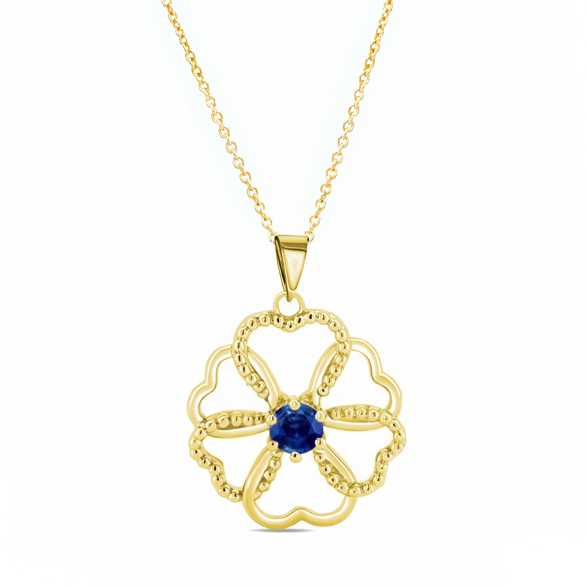 Blue Sapphire Intertwined Hearts Necklace