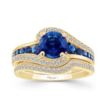Unique Sapphire Bridal Set