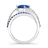 Kite Set Blue Sapphire Engagement Ring