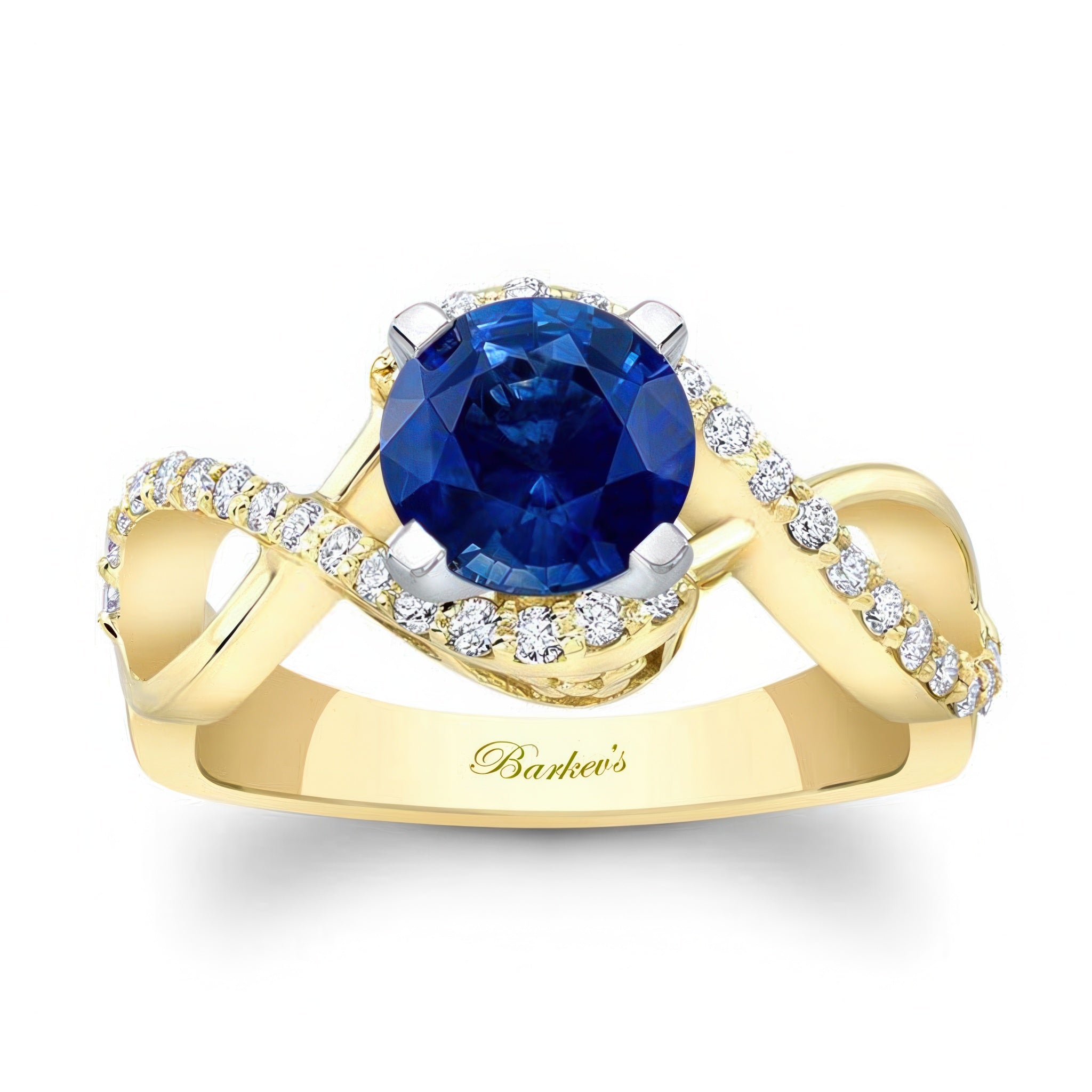 Blue Sapphire And Diamond Infinity Twist Engagement Ring