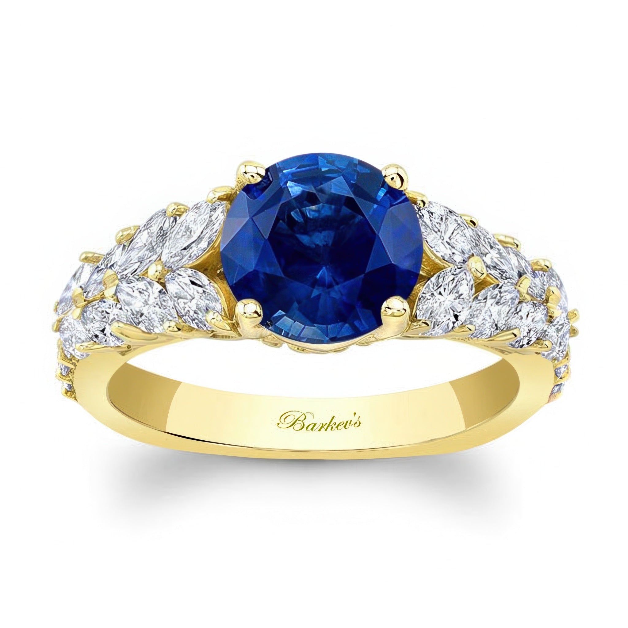 2 Carat Round Lab Blue Sapphire And Diamond Engagement Ring
