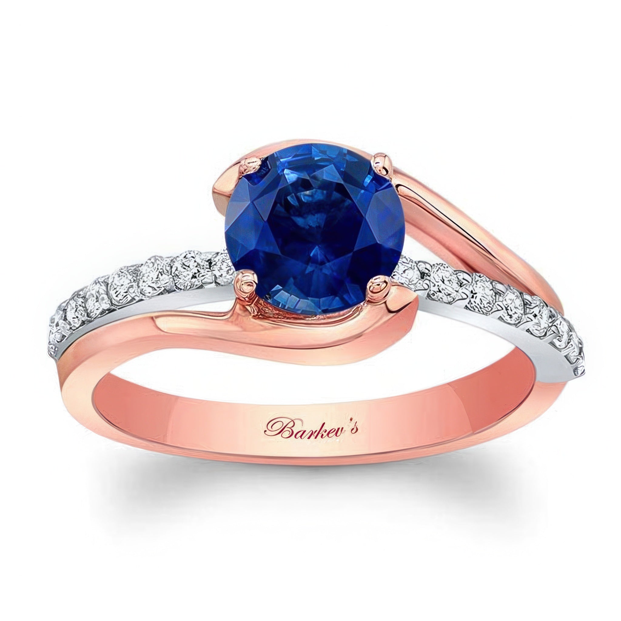 Simple 1 Carat Round Blue Sapphire And Diamond Ring