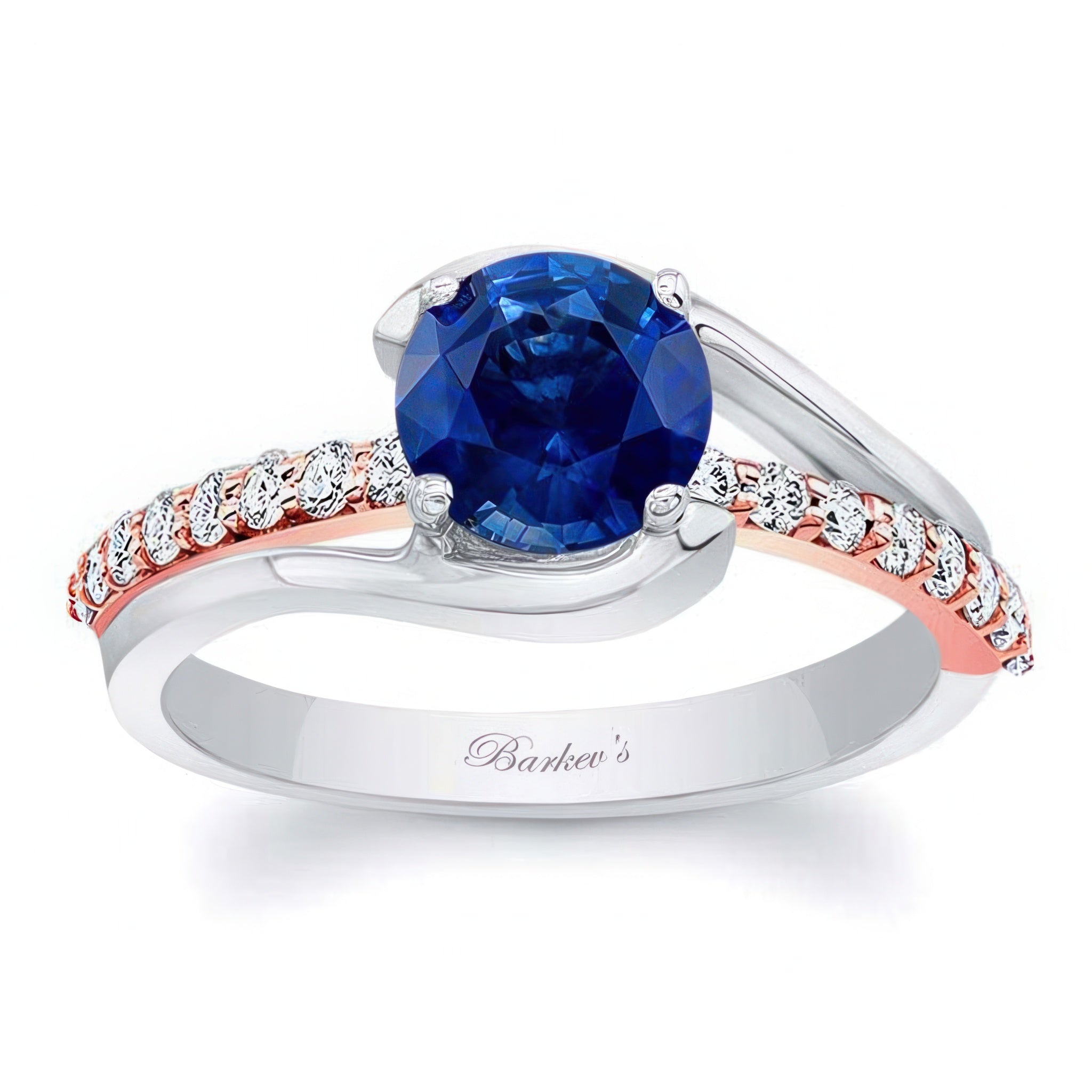 Simple 1 Carat Round Blue Sapphire And Diamond Ring
