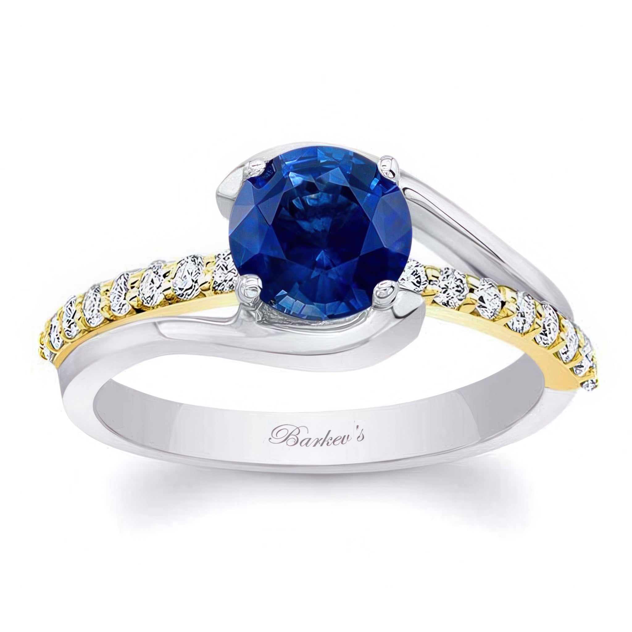Simple 1 Carat Round Blue Sapphire And Diamond Ring