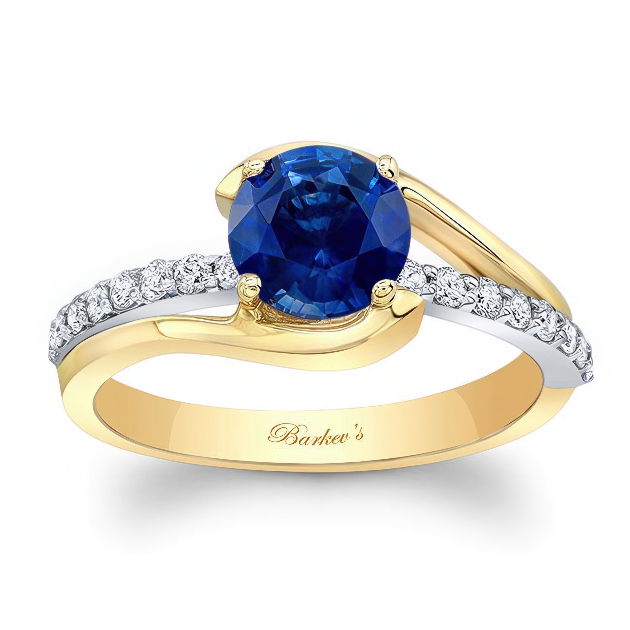 Simple 1 Carat Round Blue Sapphire And Diamond Ring