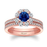 Halo Blue Sapphire And Diamond Ring Set