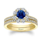 Halo Blue Sapphire And Diamond Ring Set
