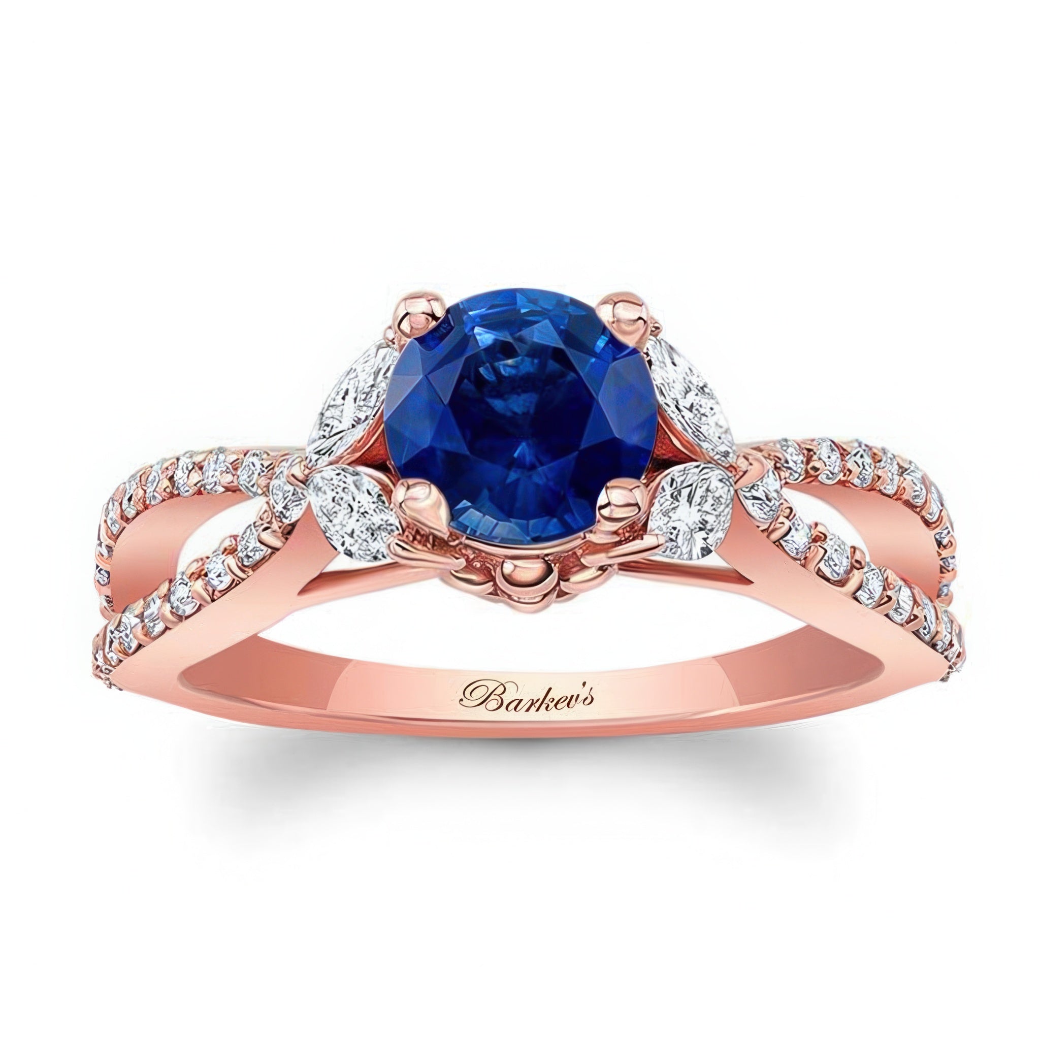 Blue Sapphire And Diamond Leaf Ring
