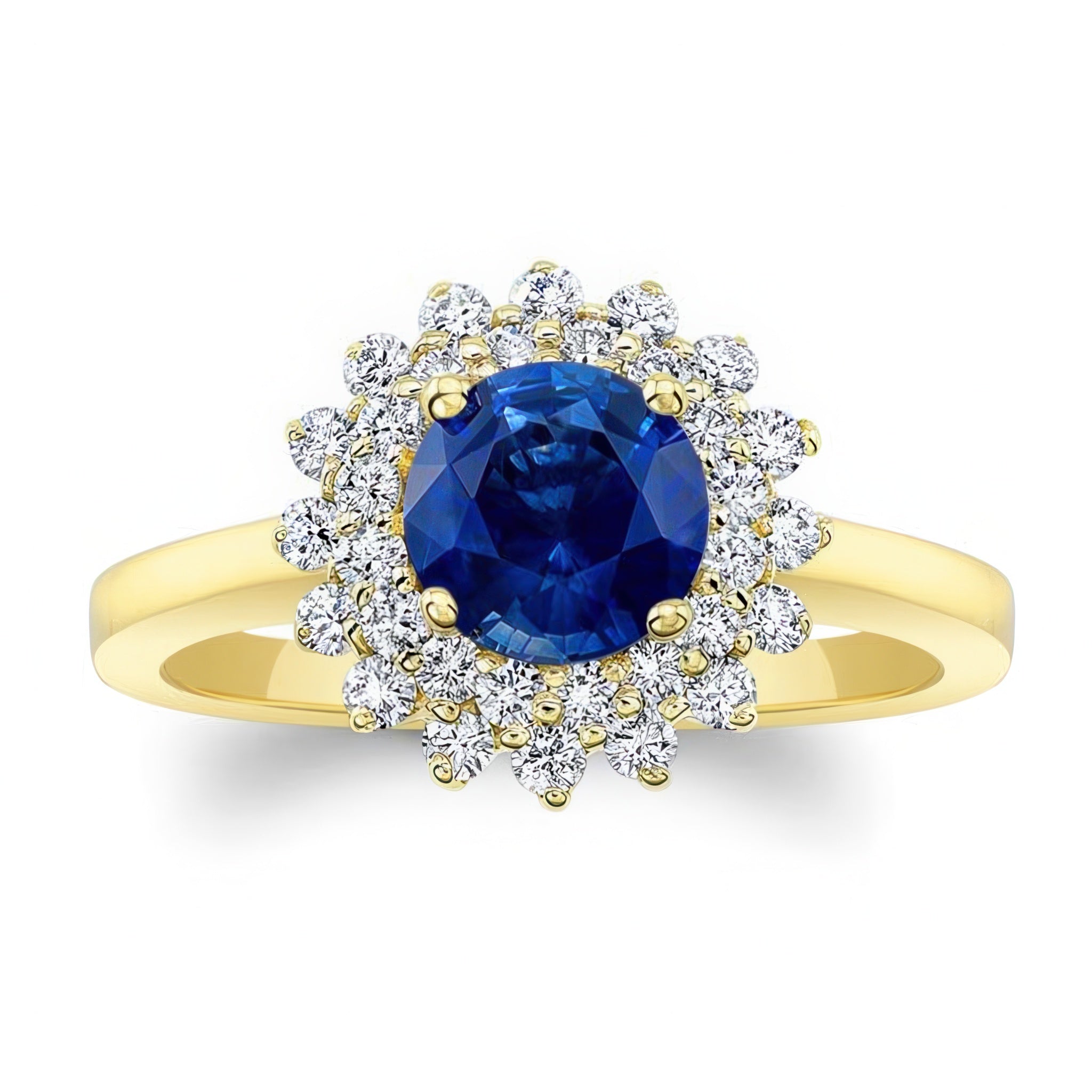 Starburst Blue Sapphire And Diamond Ring