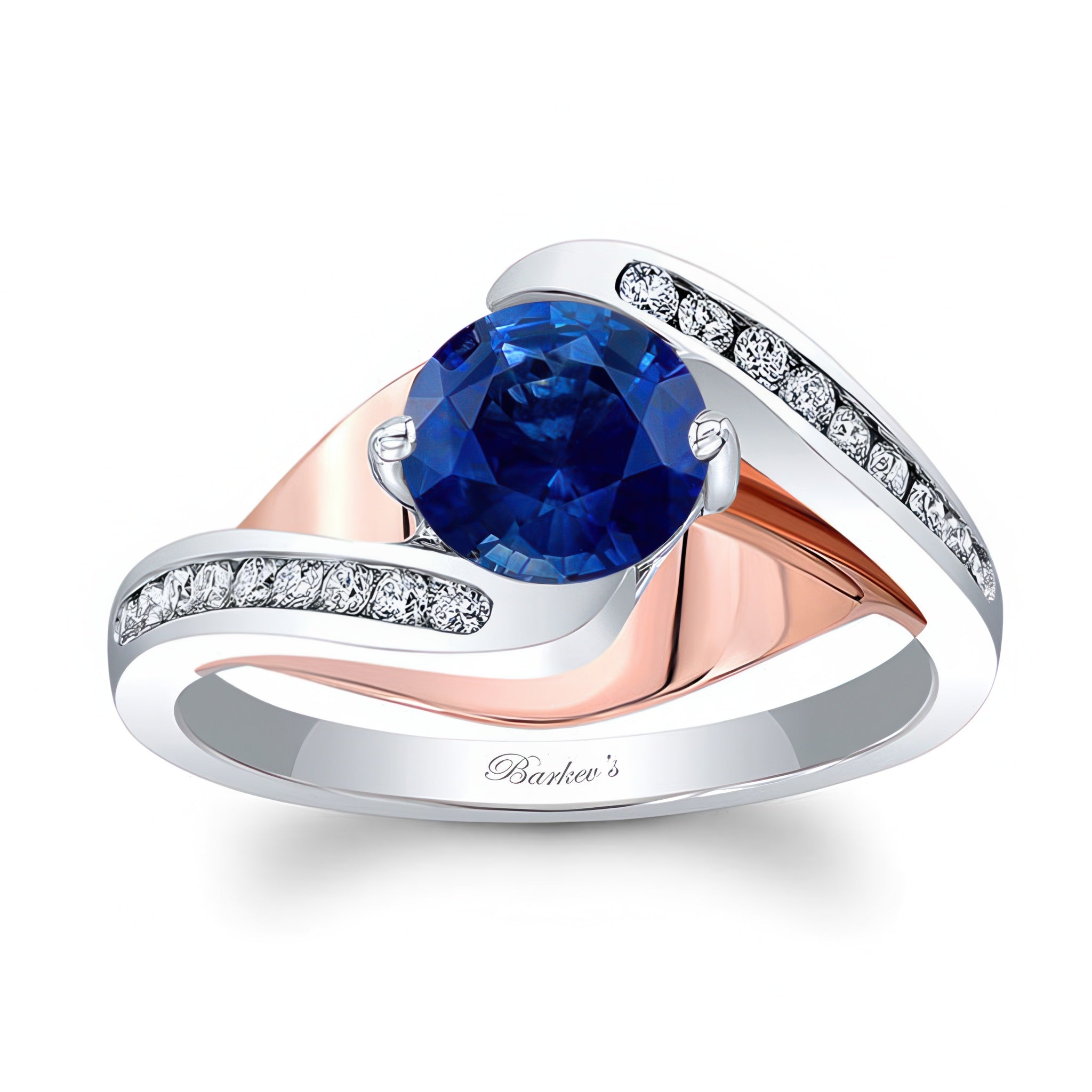 Split Shank Cathedral Lab Blue Sapphire And Diamond Engagement Ring