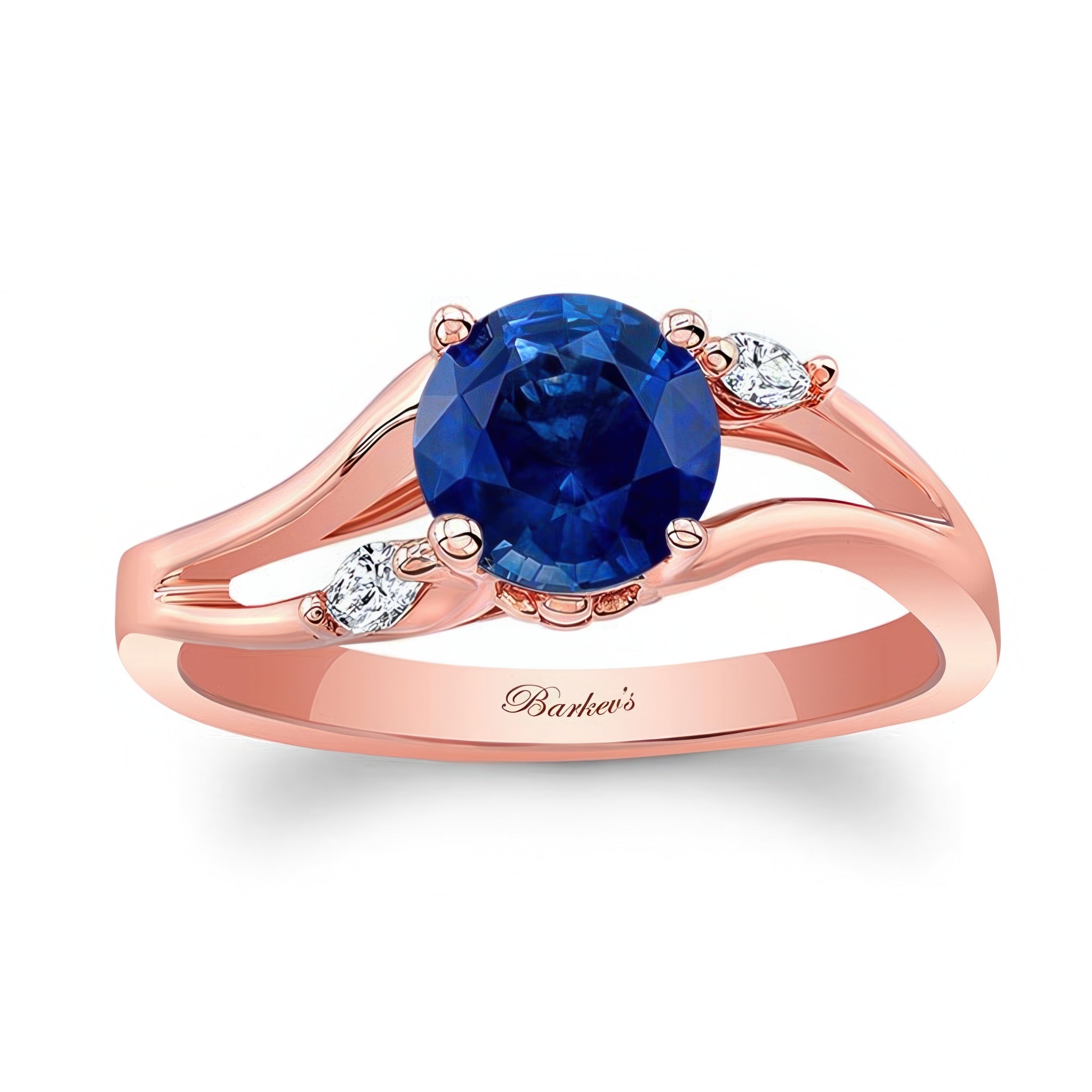 V Shaped Blue Sapphire And Diamond Ring