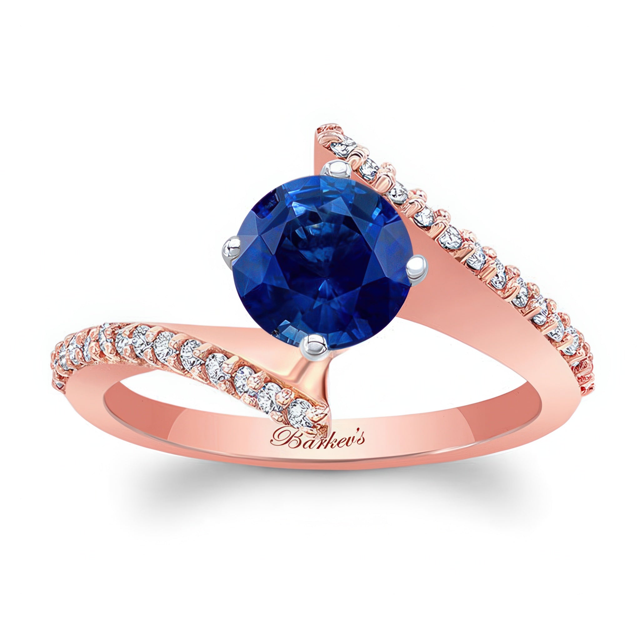 Modern Bypass Blue Sapphire And Diamond Engagement Ring