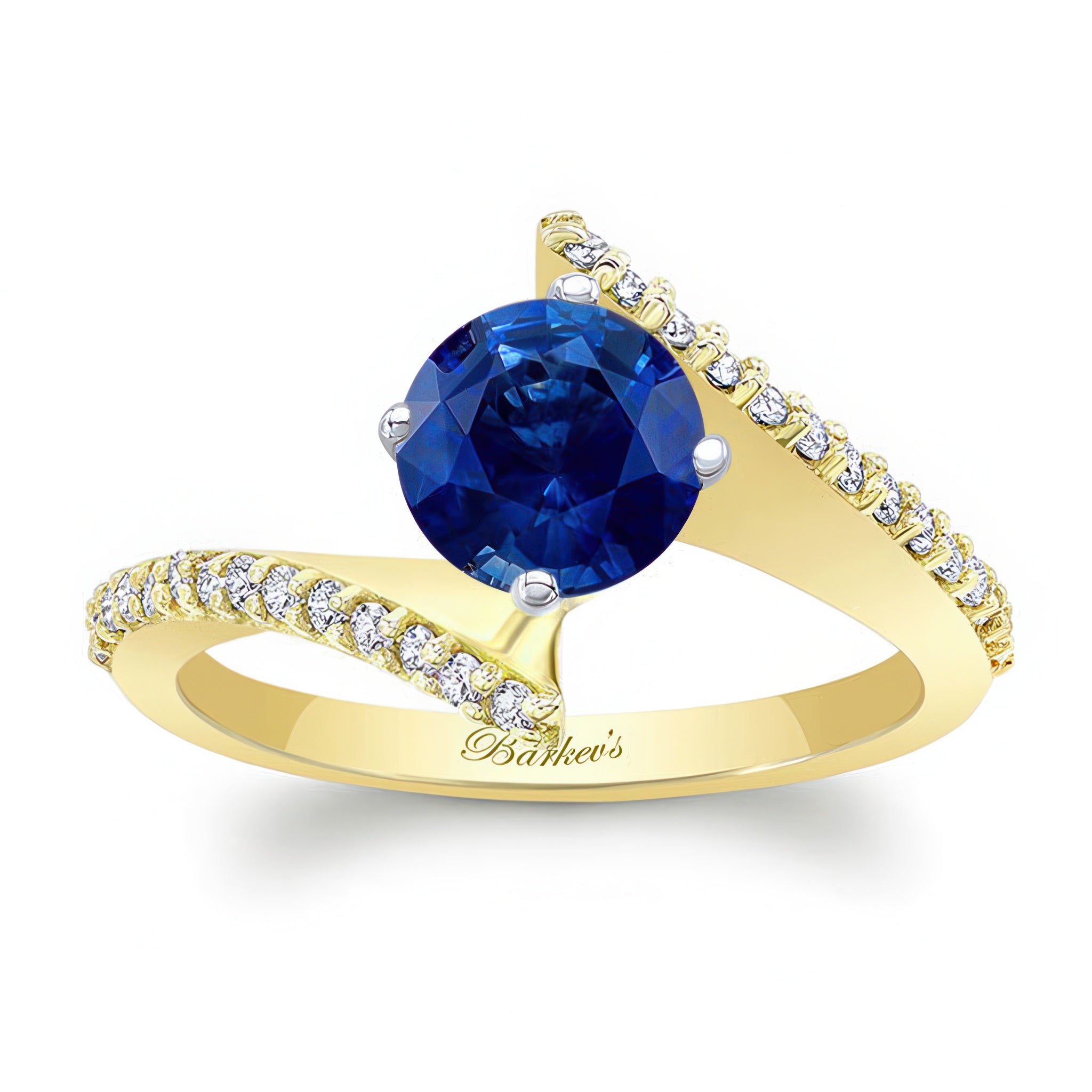 Modern Bypass Blue Sapphire And Diamond Engagement Ring