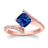 Cushion Cut Blue Sapphire Bypass Ring