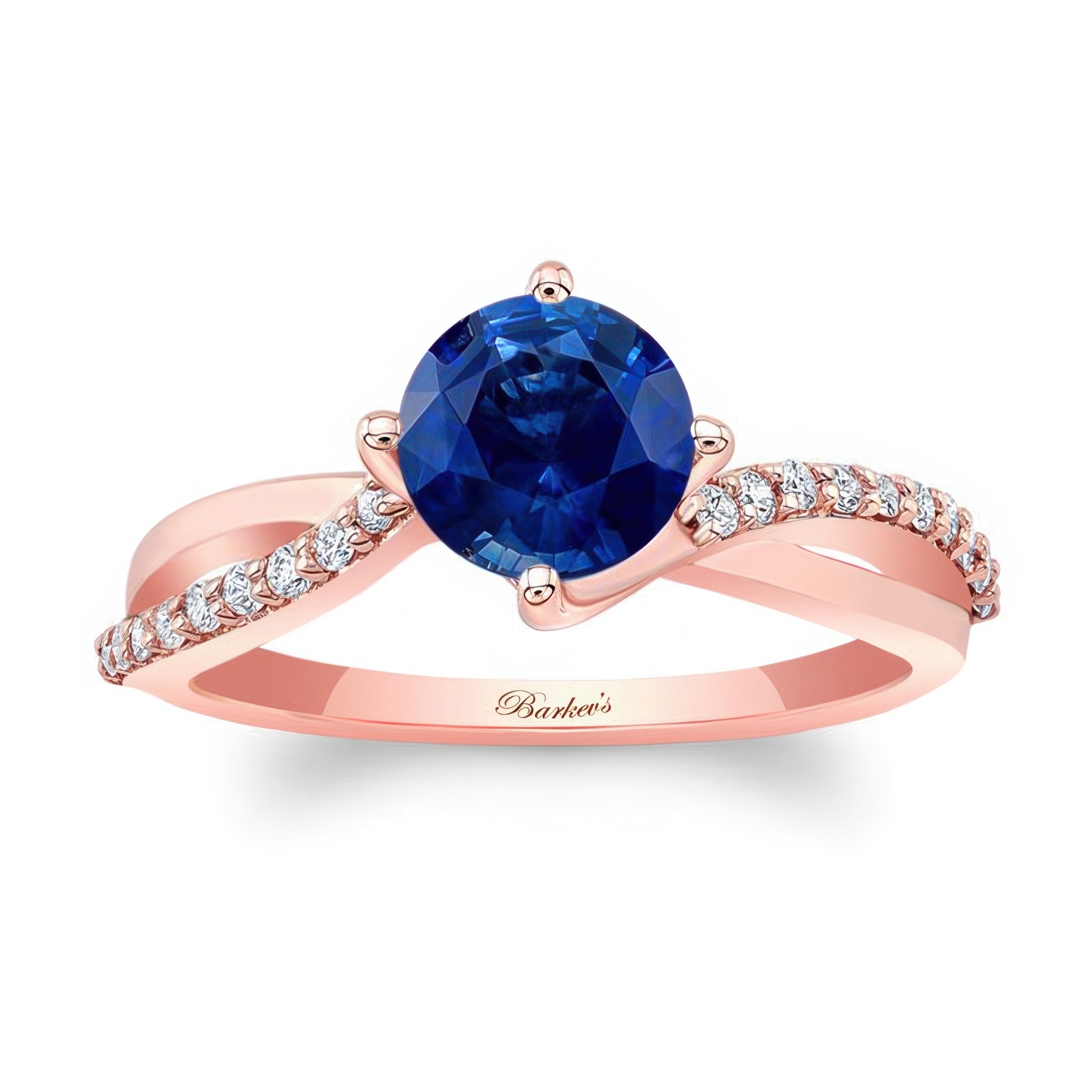 Twisted Blue Sapphire And Diamond Engagement Ring