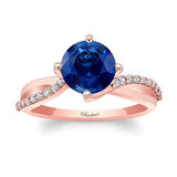 2 Carat Twisted Blue Sapphire And Diamond Engagement Ring