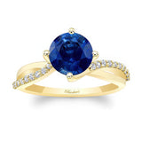 2 Carat Twisted Blue Sapphire And Diamond Engagement Ring