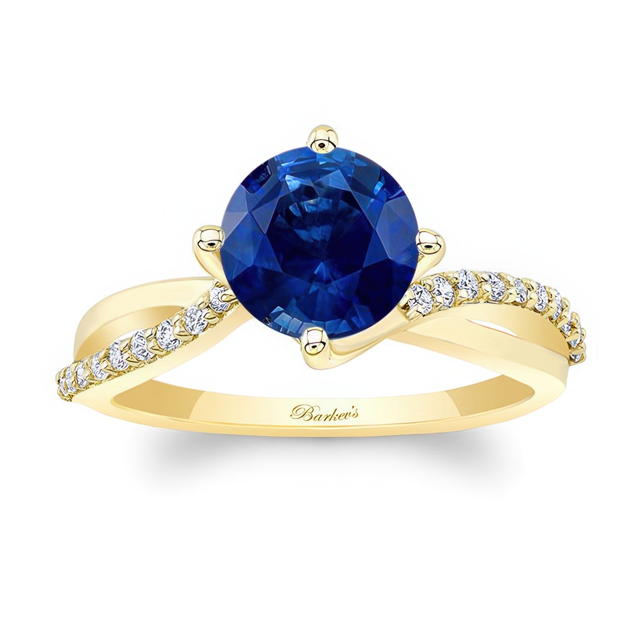 2 Carat Twisted Lab Grown Blue Sapphire And Diamond Engagement Ring