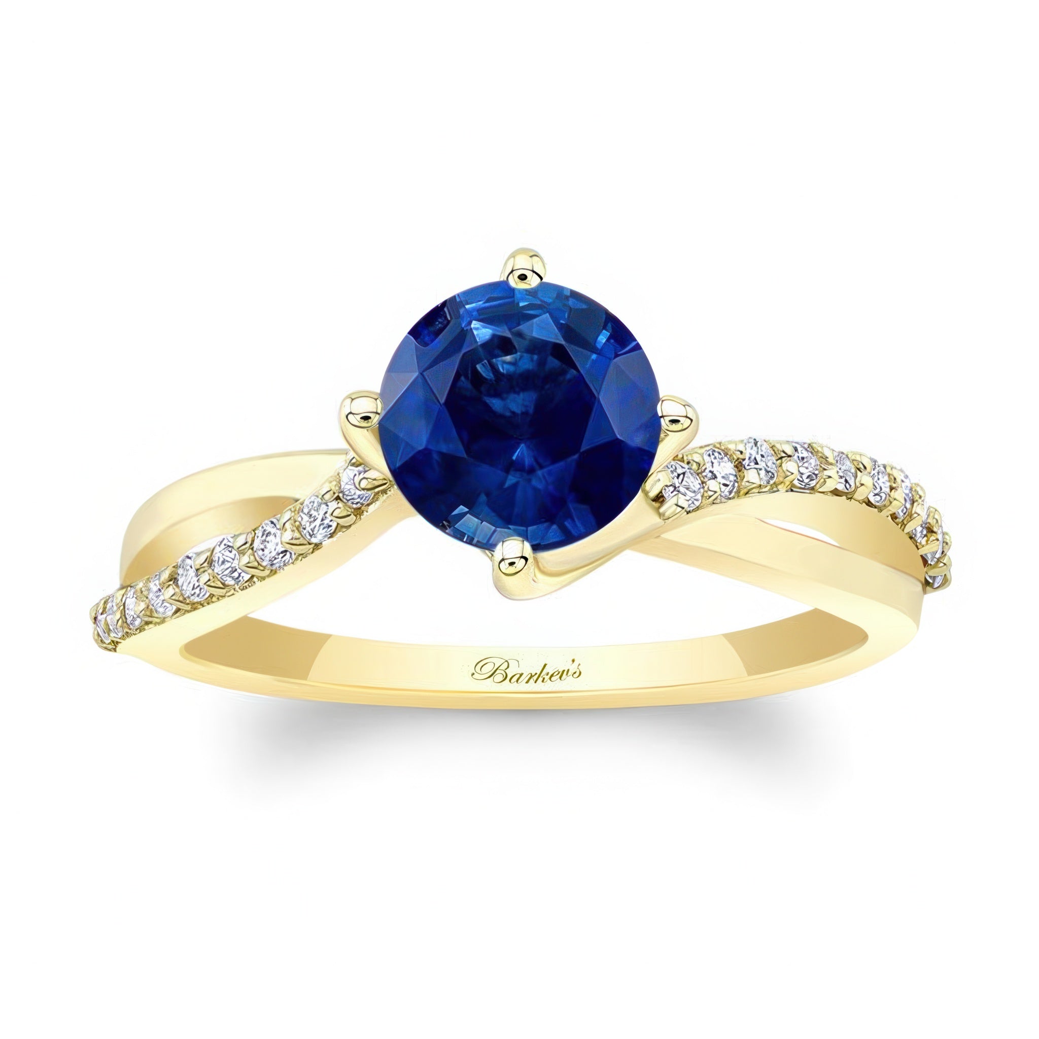Twisted Blue Sapphire And Diamond Engagement Ring
