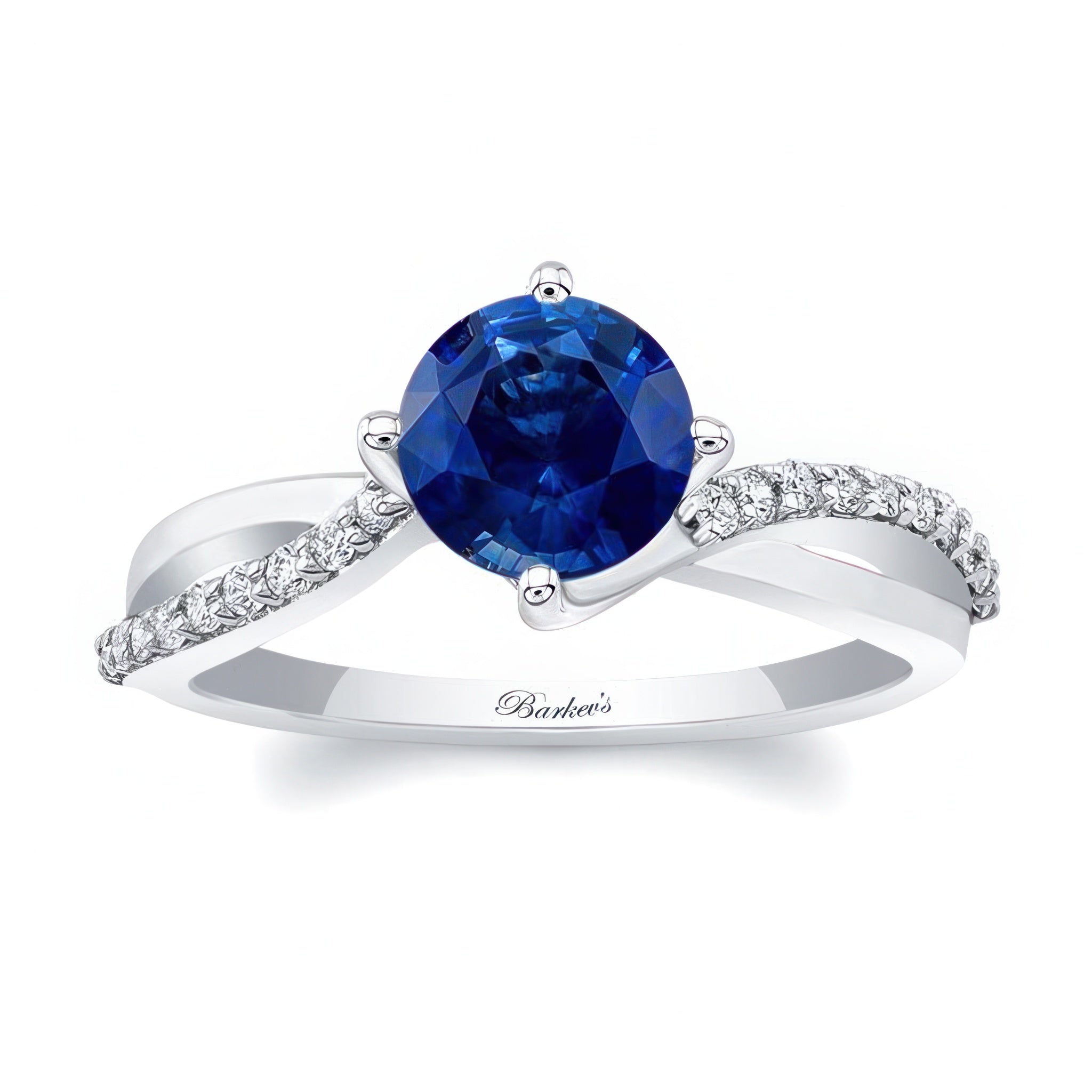 Twisted Blue Sapphire And Diamond Engagement Ring