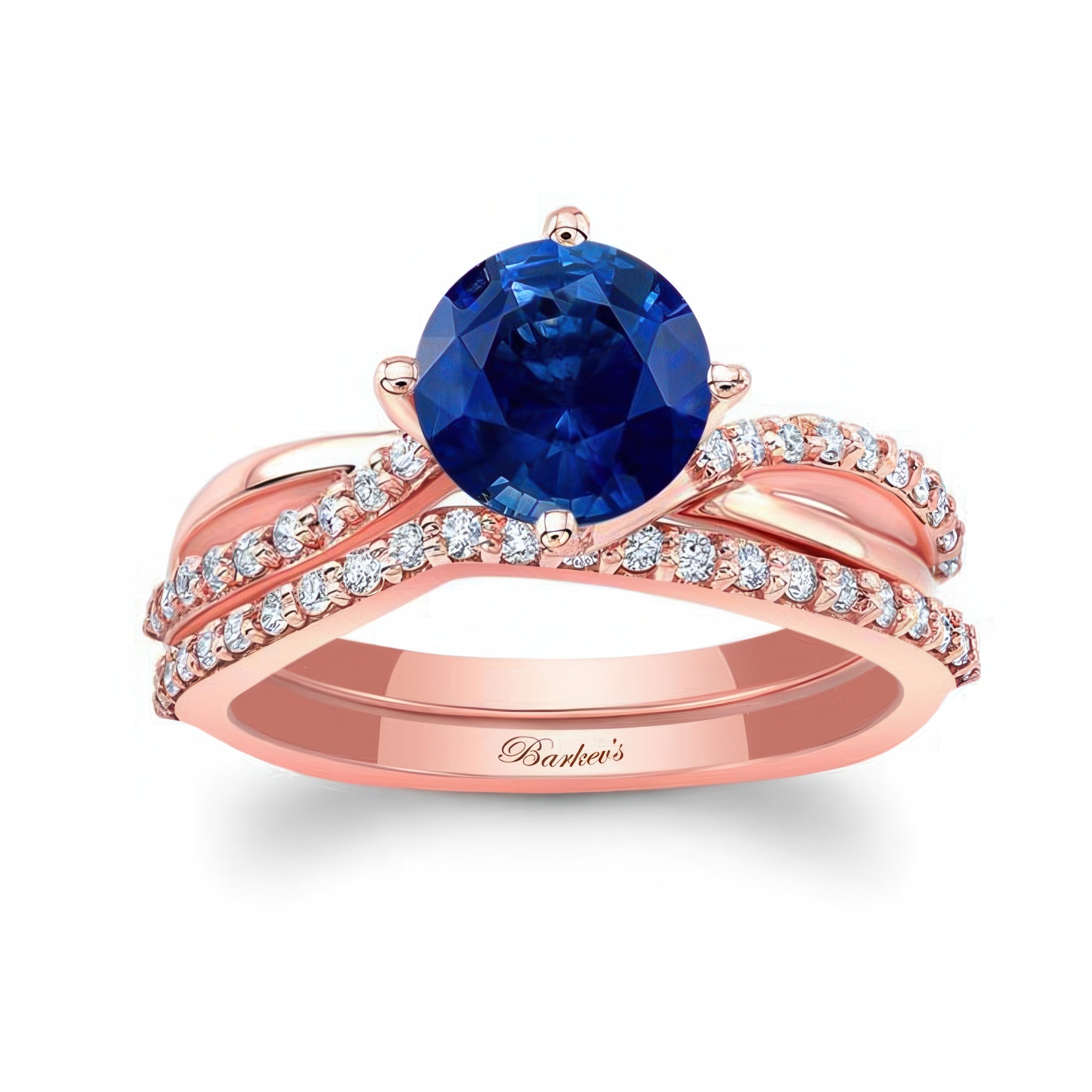 Twisted Blue Sapphire And Diamond Bridal Set