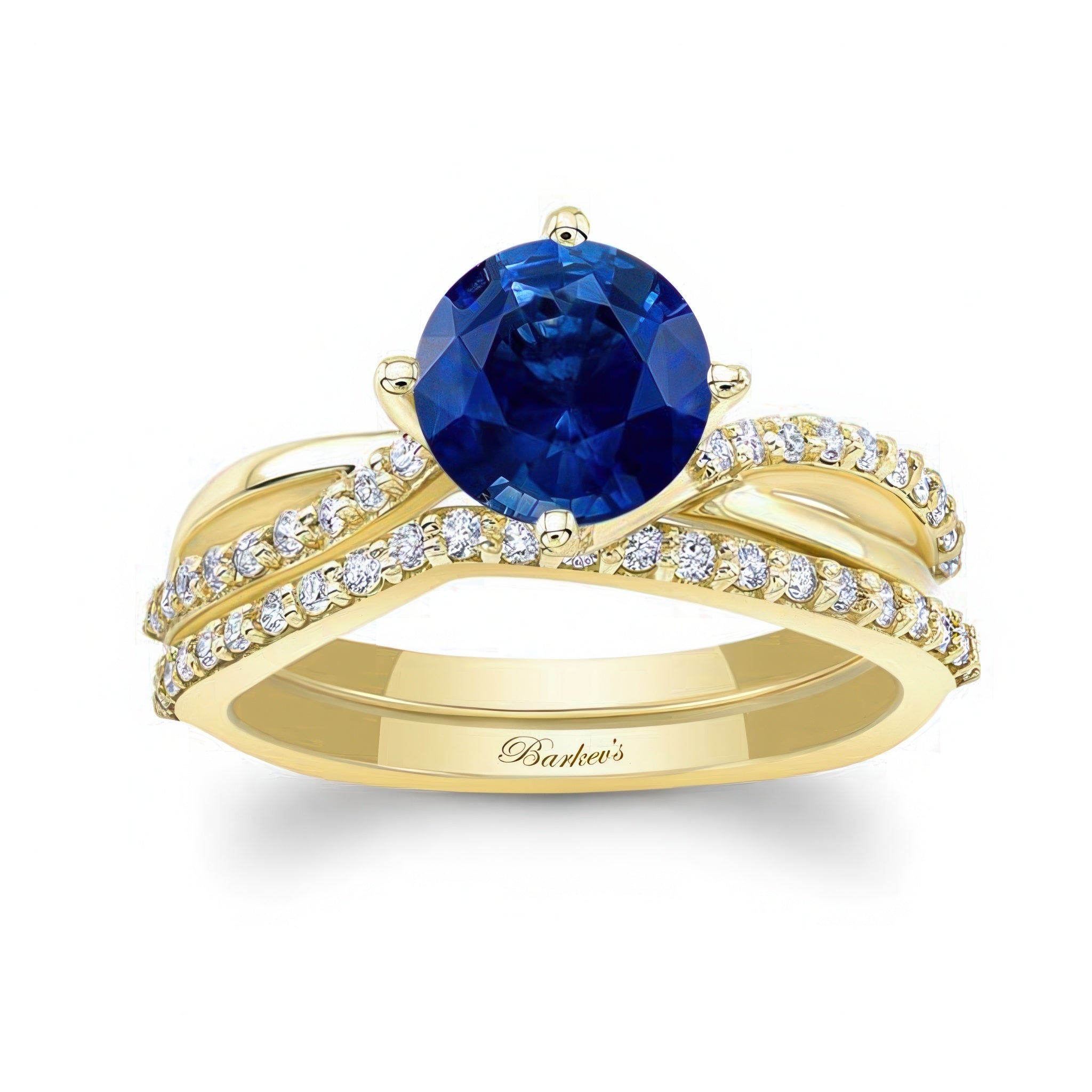 Twisted Blue Sapphire And Diamond Bridal Set