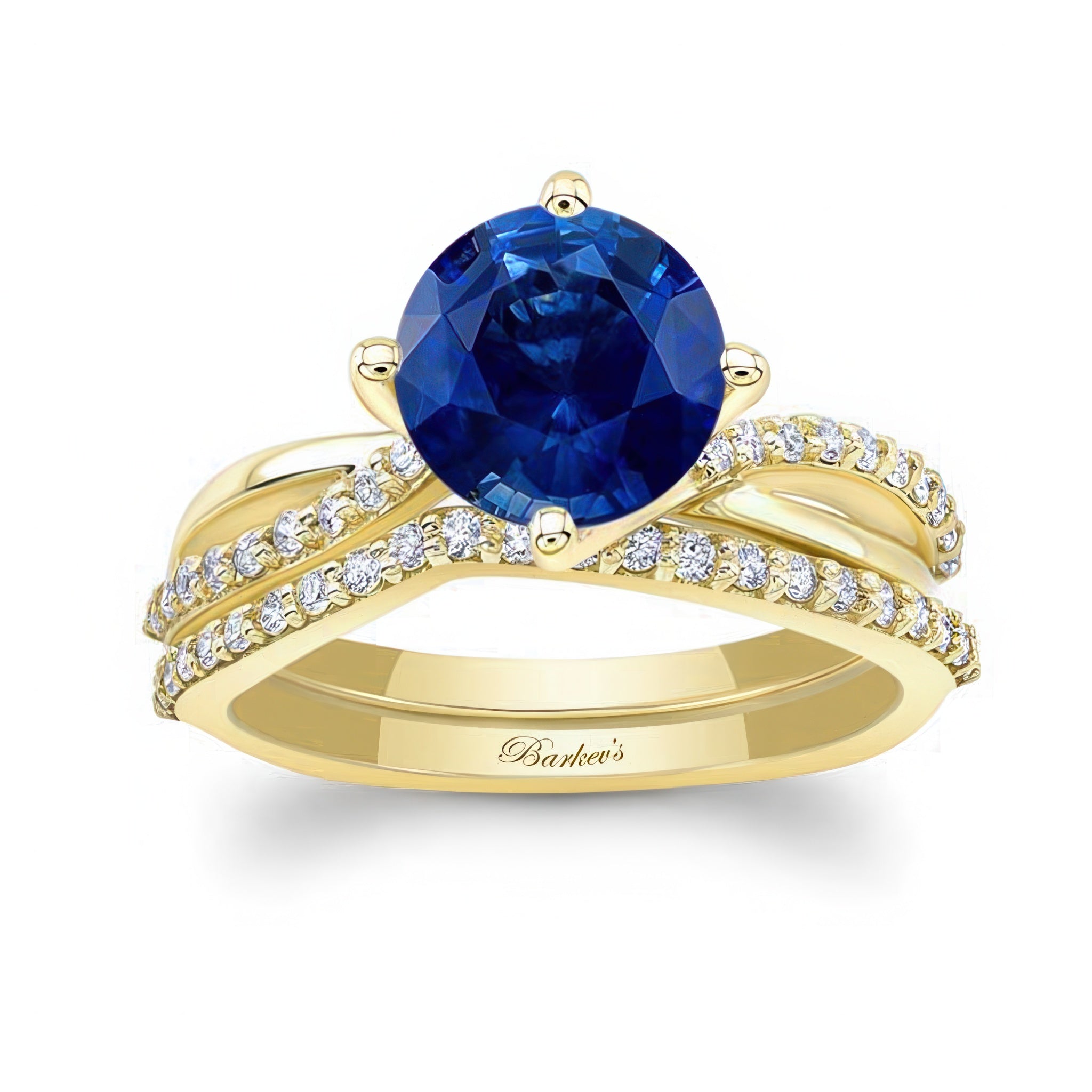 2 Carat Twisted Blue Sapphire And Diamond Bridal Set