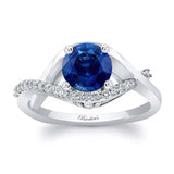 Criss Cross Lab Grown Blue Sapphire And Diamond Engagement Ring