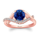 Criss Cross Lab Grown Blue Sapphire And Diamond Engagement Ring