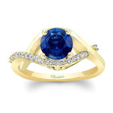 Criss Cross Lab Grown Blue Sapphire And Diamond Engagement Ring