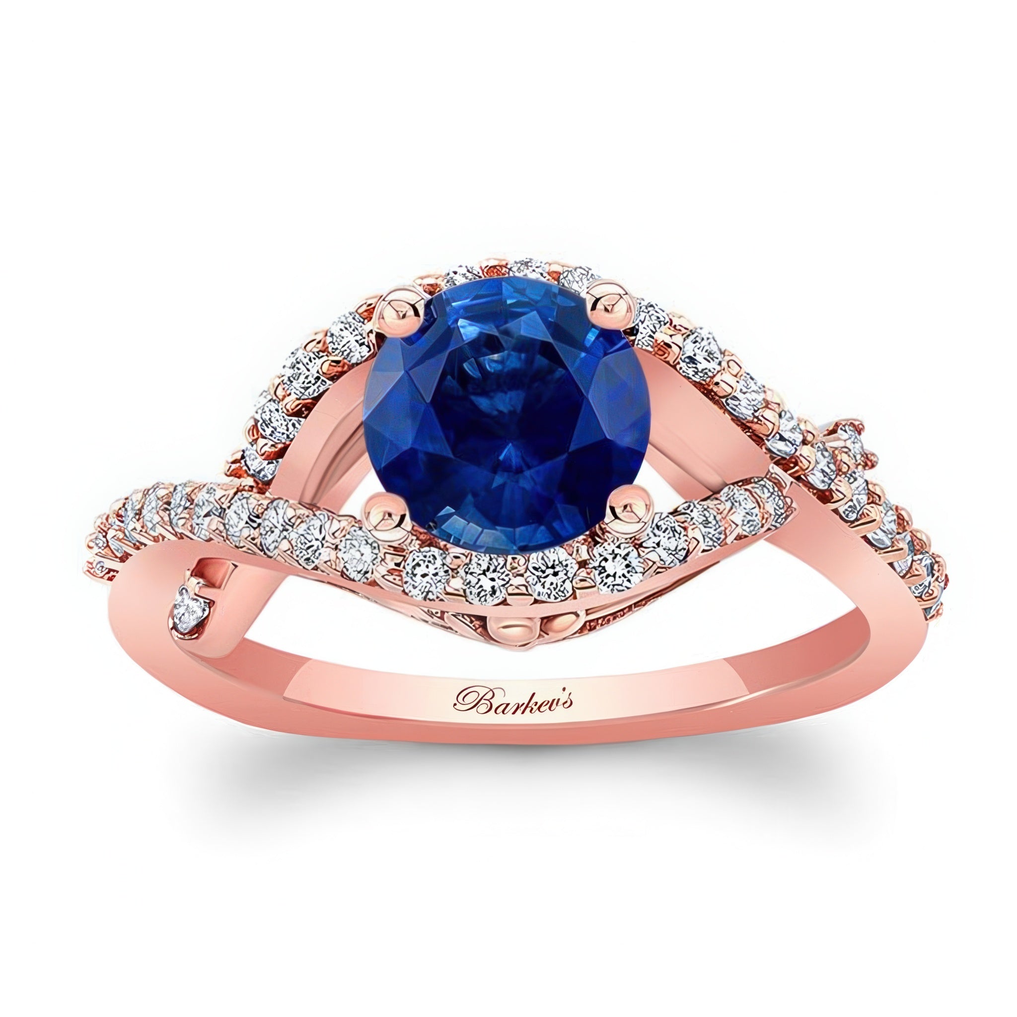 Criss Cross Blue Sapphire And Diamond Ring
