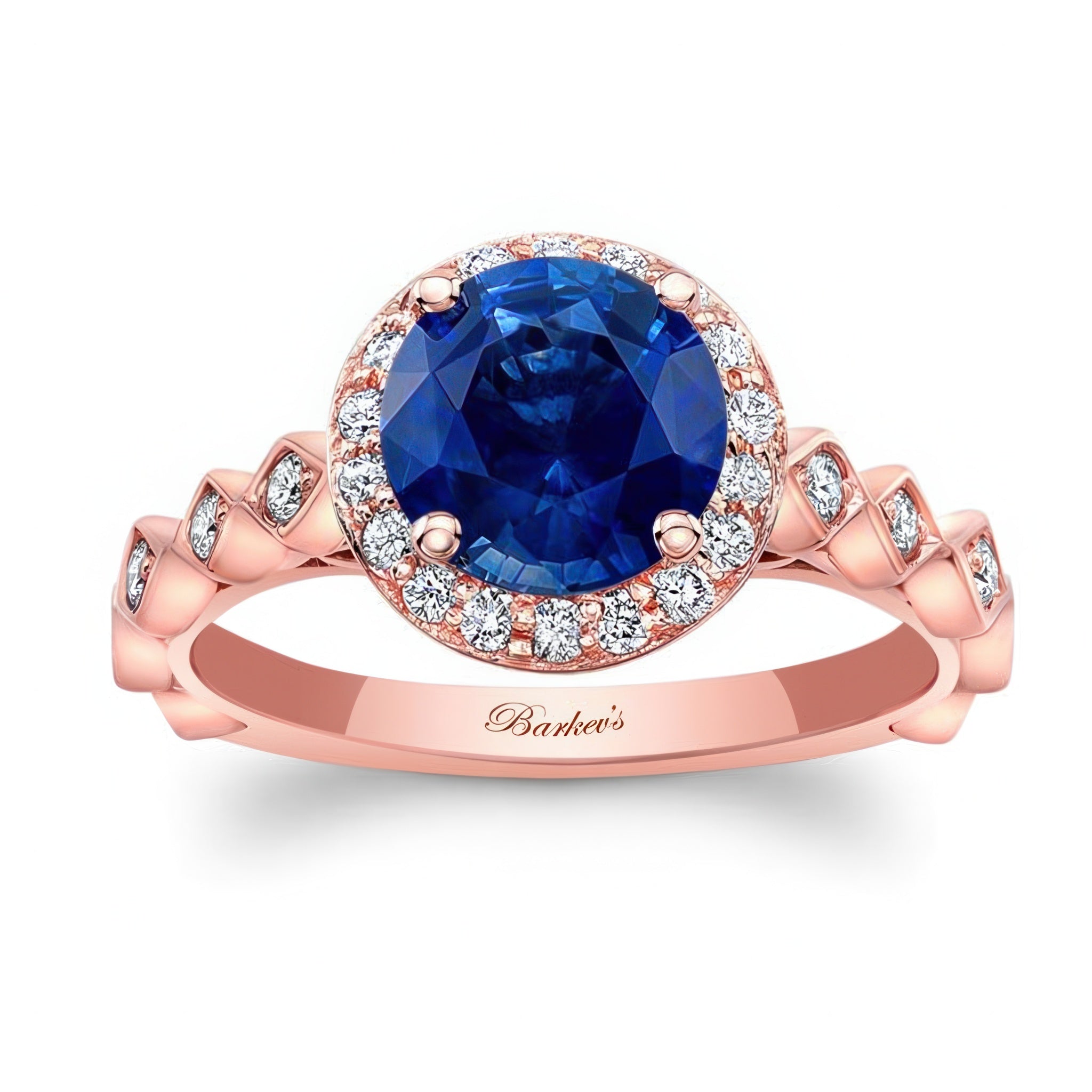 Vintage Halo Blue Sapphire And Diamond Engagement Ring