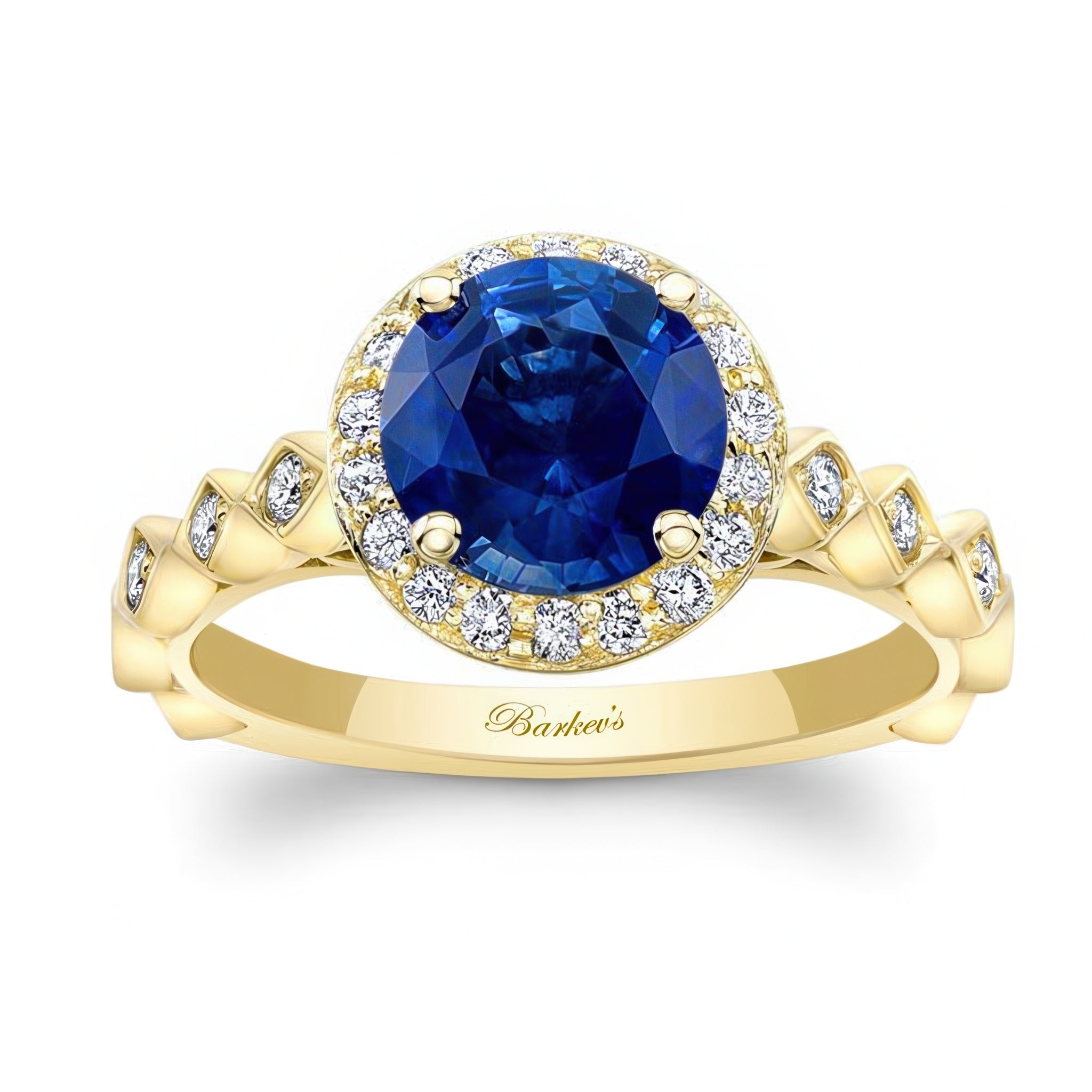 Vintage Halo Blue Sapphire And Diamond Engagement Ring