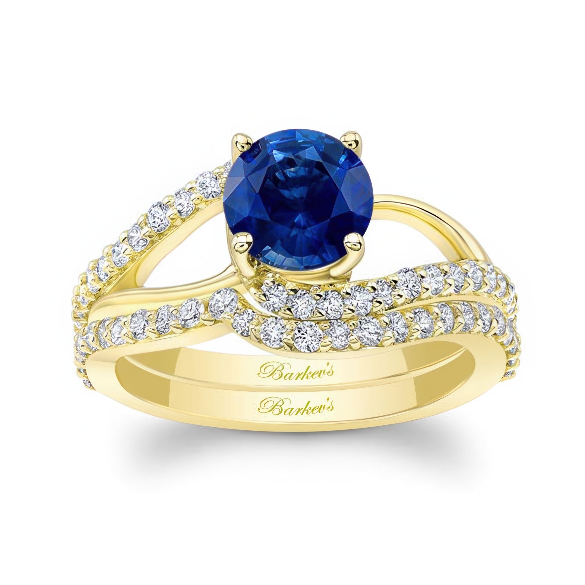 Split Shank Blue Sapphire And Diamond Bridal Set