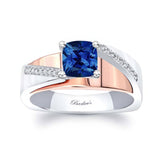 Cushion Cut Sapphire Pave Engagement Ring