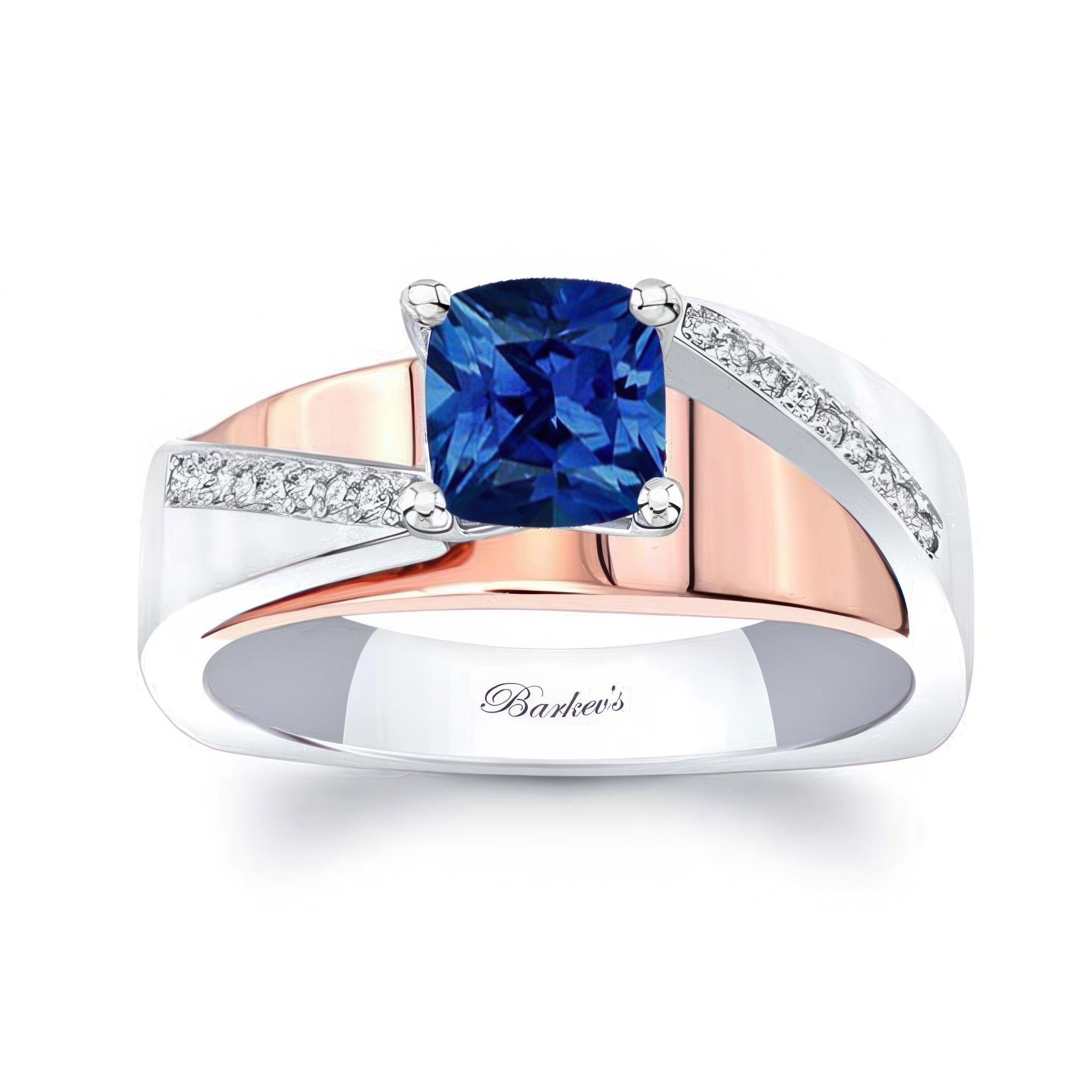 Cushion Cut Sapphire Pave Engagement Ring