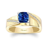 Cushion Cut Sapphire Pave Engagement Ring