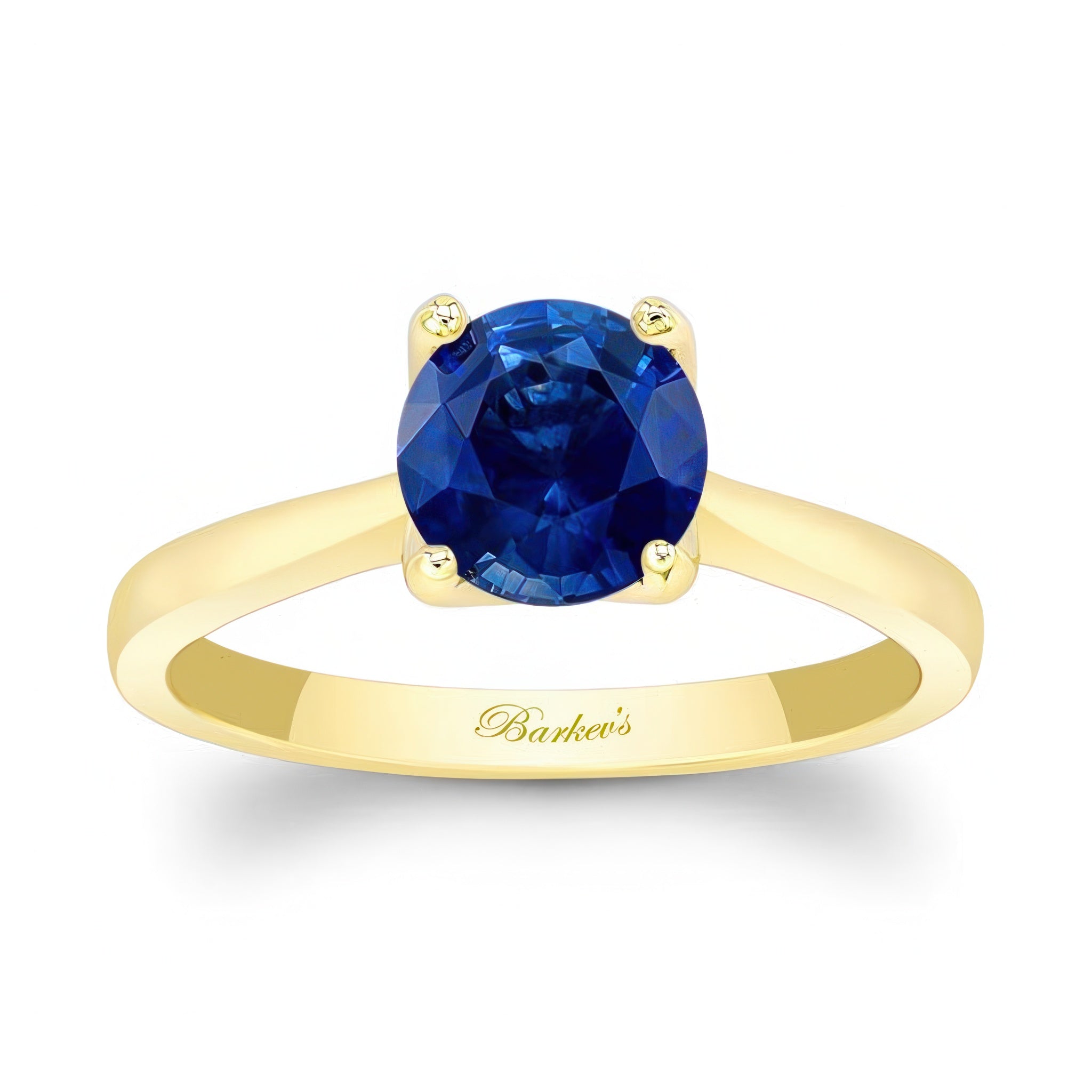 Delicate Curved Lab Grown Blue Sapphire Solitaire Ring