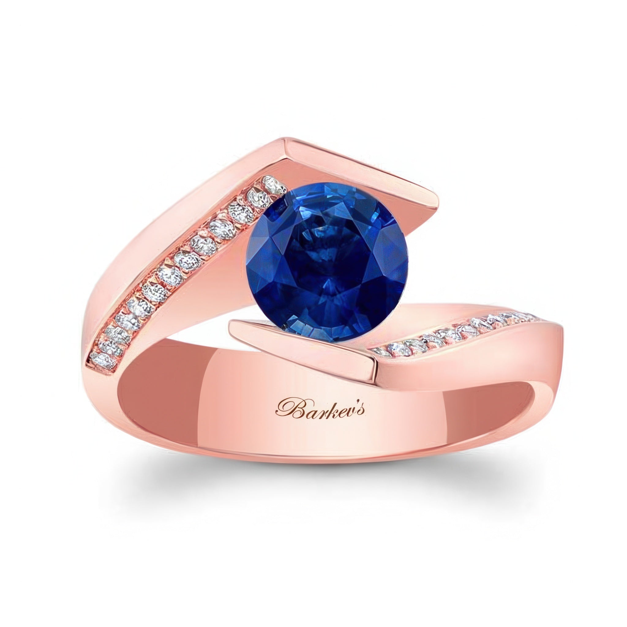 Tension Setting Blue Sapphire And Diamond Ring