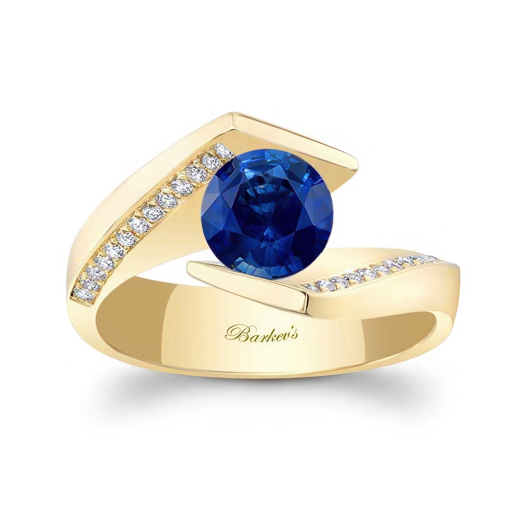 Tension Setting Blue Sapphire And Diamond Ring