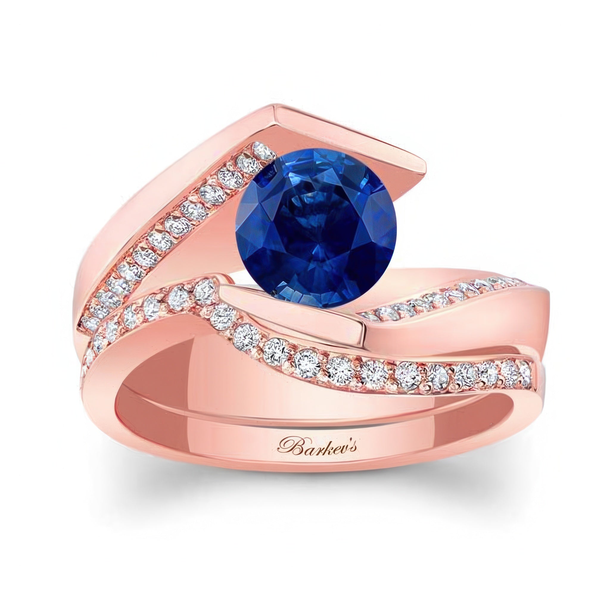 Tension Setting Blue Sapphire And Diamond Bridal Set