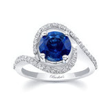 Floating Halo Lab Blue Sapphire And Diamond Engagement Ring