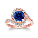 Floating Halo Lab Blue Sapphire And Diamond Engagement Ring