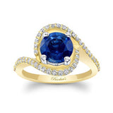 Floating Halo Lab Blue Sapphire And Diamond Engagement Ring