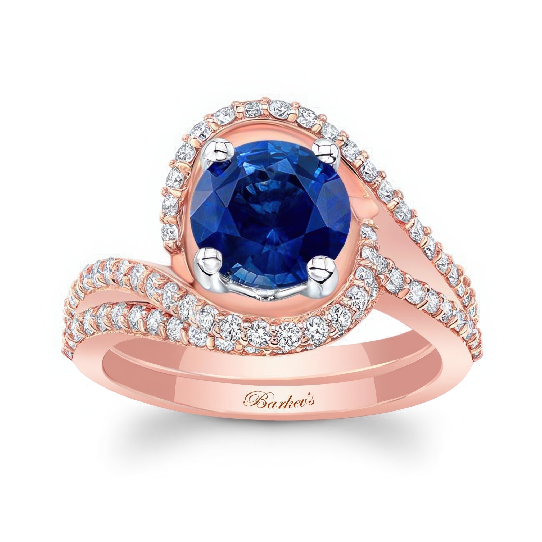 Floating Halo Blue Sapphire And Diamond Bridal Set